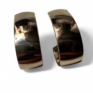 Vintage Silver Clip On Curved Silver Earrings